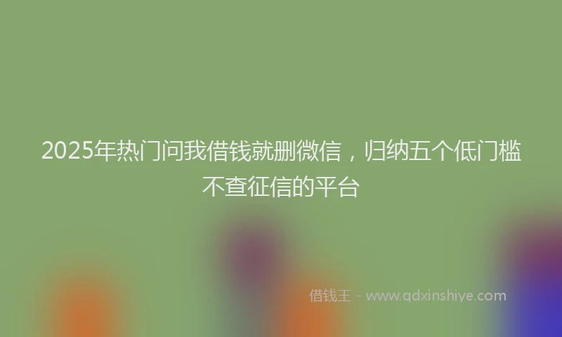 2025年热门问我借钱就删微信，归纳五个低门槛不查征信的平台