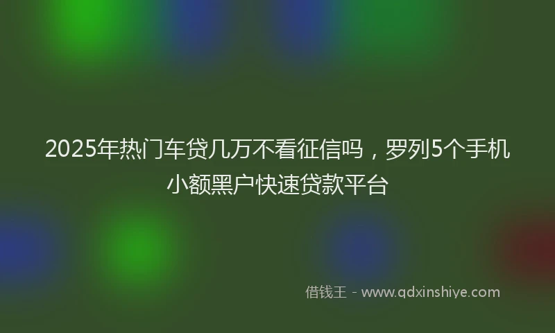2025年热门车贷几万不看征信吗，罗列5个手机小额黑户快速贷款平台