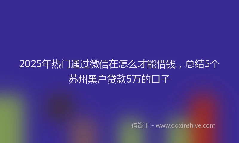 2025年热门通过微信在怎么才能借钱，总结5个苏州黑户贷款5万的口子