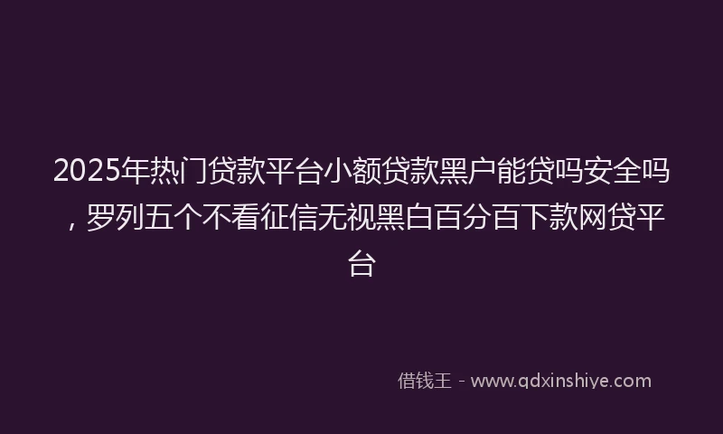 2025年热门贷款平台小额贷款黑户能贷吗安全吗，罗列五个不看征信无视黑白百分百下款网贷平台