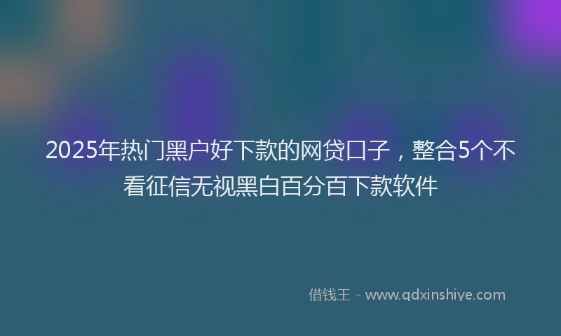 2025年热门黑户好下款的网贷口子，整合5个不看征信无视黑白百分百下款软件