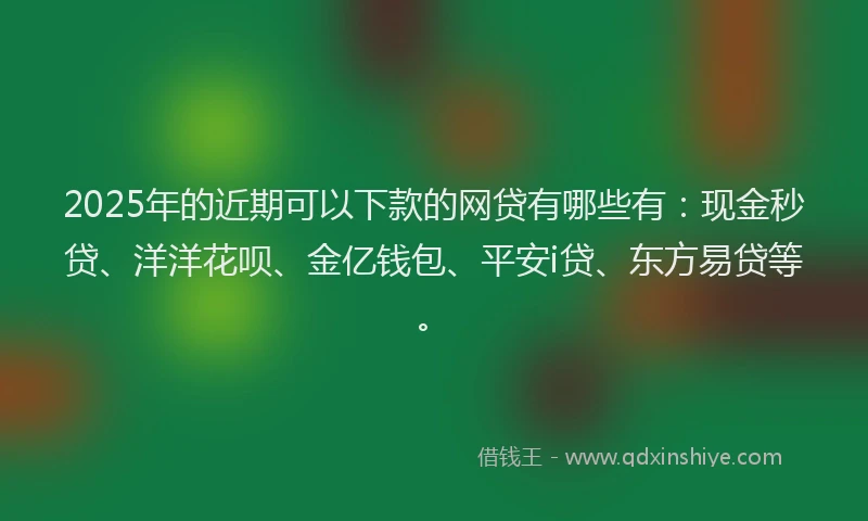 2025年的近期可以下款的网贷有哪些有：现金秒贷、洋洋花呗、金亿钱包、平安i贷、东方易贷等。