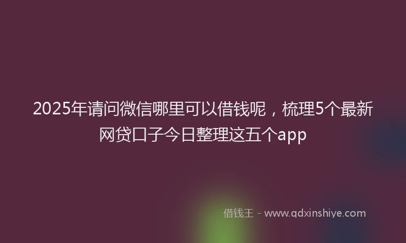 2025年请问微信哪里可以借钱呢，梳理5个最新网贷口子今日整理这五个app