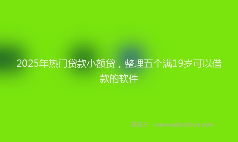 2025年热门贷款小额贷，整理五个满19岁可以借款的软件