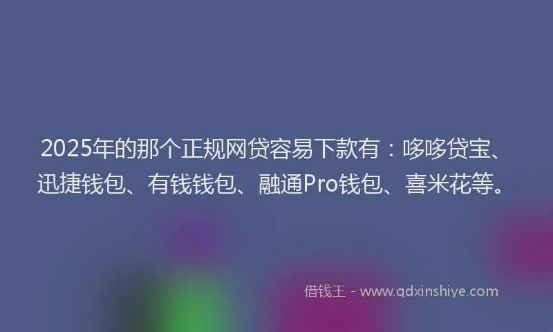 2025年的那个正规网贷容易下款有：哆哆贷宝、迅捷钱包、有钱钱包、融通Pro钱包、喜米花等。