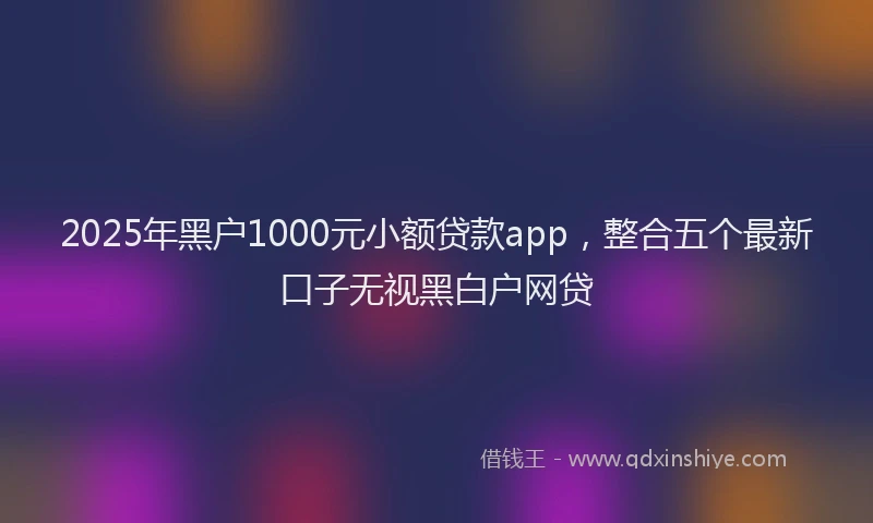 2025年黑户1000元小额贷款app，整合五个最新口子无视黑白户网贷
