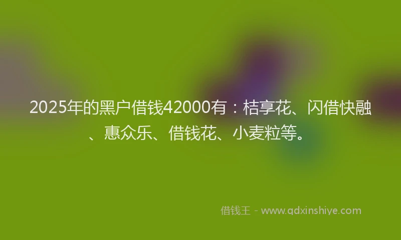 2025年的黑户借钱42000有：桔享花、闪借快融、惠众乐、借钱花、小麦粒等。