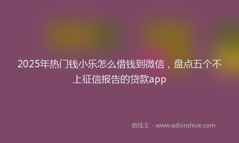 2025年热门钱小乐怎么借钱到微信，盘点五个不上征信报告的贷款app