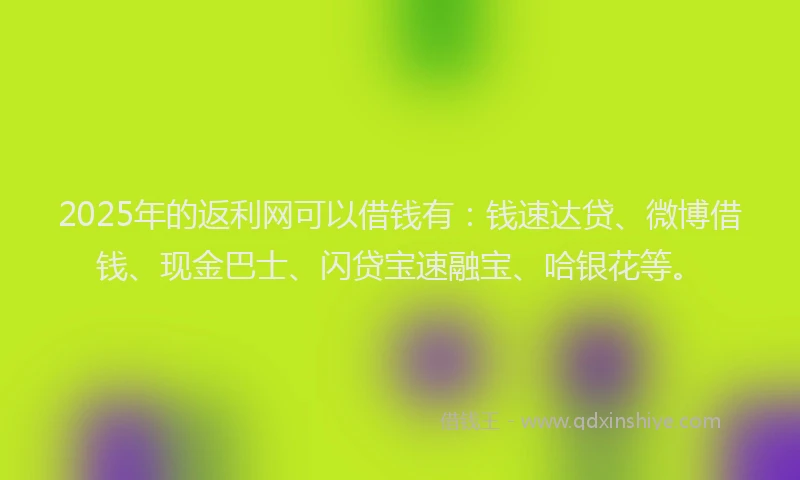2025年的返利网可以借钱有：钱速达贷、微博借钱、现金巴士、闪贷宝速融宝、哈银花等。