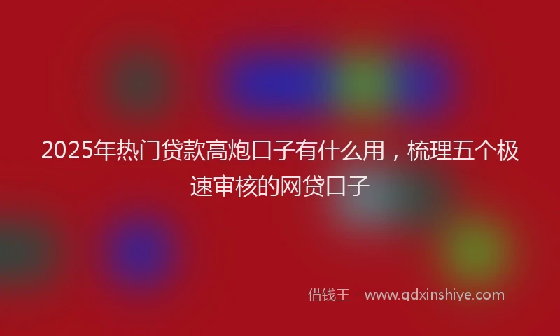 2025年热门贷款高炮口子有什么用，梳理五个极速审核的网贷口子