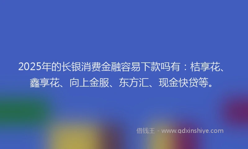 2025年的长银消费金融容易下款吗有：桔享花、鑫享花、向上金服、东方汇、现金快贷等。