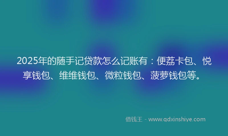 2025年的随手记贷款怎么记账有：便荔卡包、悦享钱包、维维钱包、微粒钱包、菠萝钱包等。