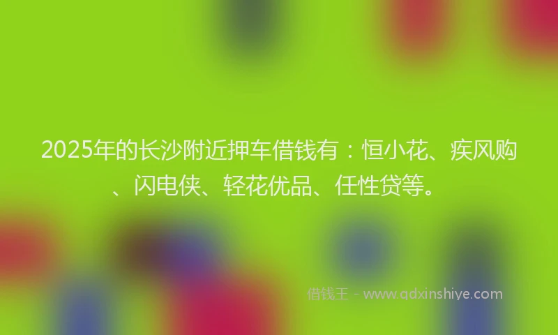 2025年的长沙附近押车借钱有：恒小花、疾风购、闪电侠、轻花优品、任性贷等。