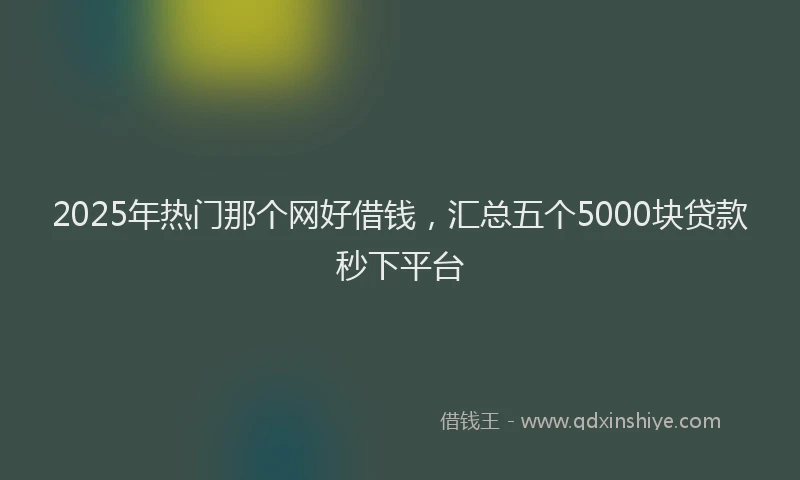 2025年热门那个网好借钱，汇总五个5000块贷款秒下平台