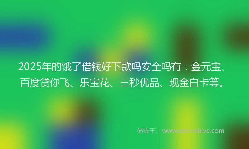 2025年的饿了借钱好下款吗安全吗有：金元宝、百度贷你飞、乐宝花、三秒优品、现金白卡等。