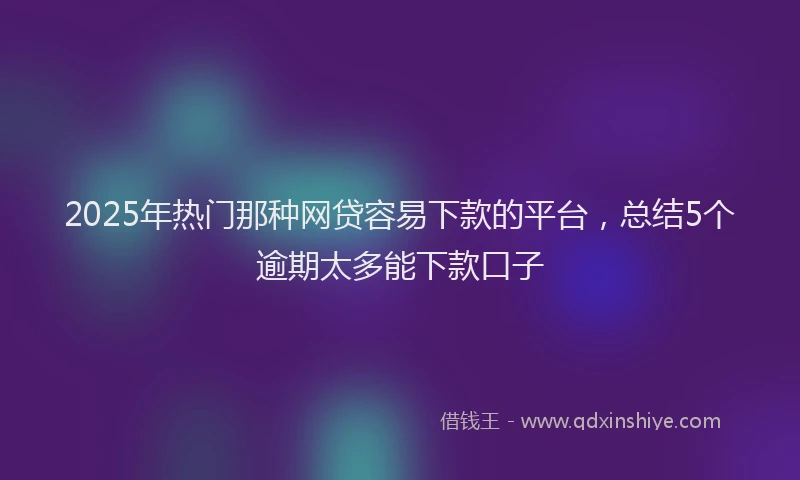 2025年热门那种网贷容易下款的平台，总结5个逾期太多能下款口子