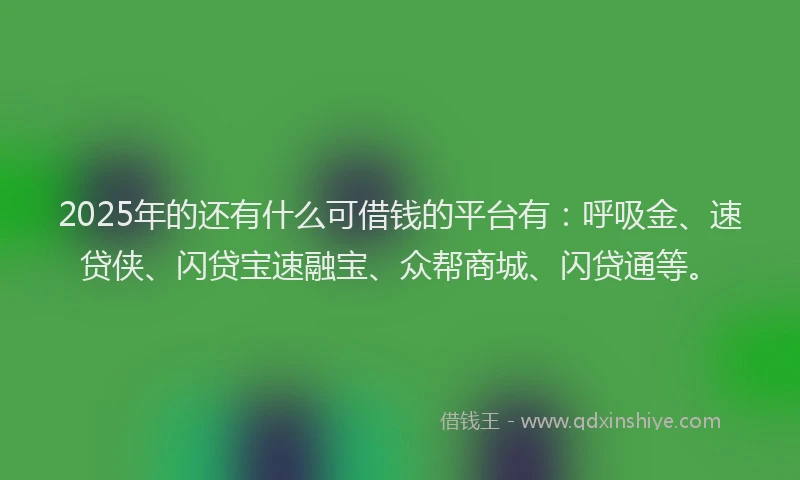 2025年的还有什么可借钱的平台有：呼吸金、速贷侠、闪贷宝速融宝、众帮商城、闪贷通等。
