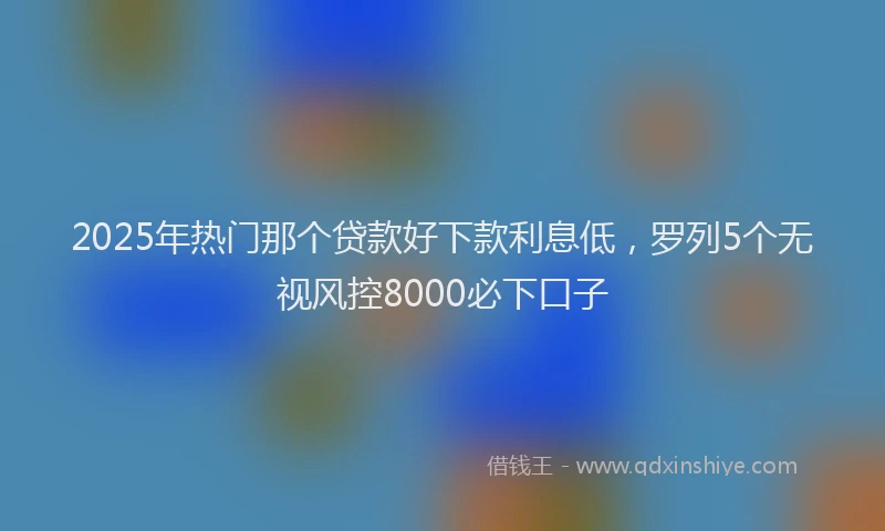 2025年热门那个贷款好下款利息低，罗列5个无视风控8000必下口子