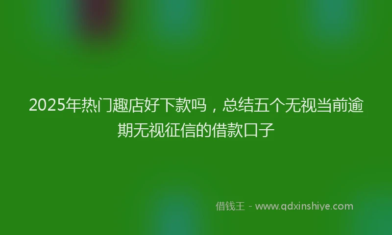 2025年热门趣店好下款吗，总结五个无视当前逾期无视征信的借款口子