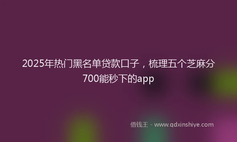 2025年热门黑名单贷款口子，梳理五个芝麻分700能秒下的app