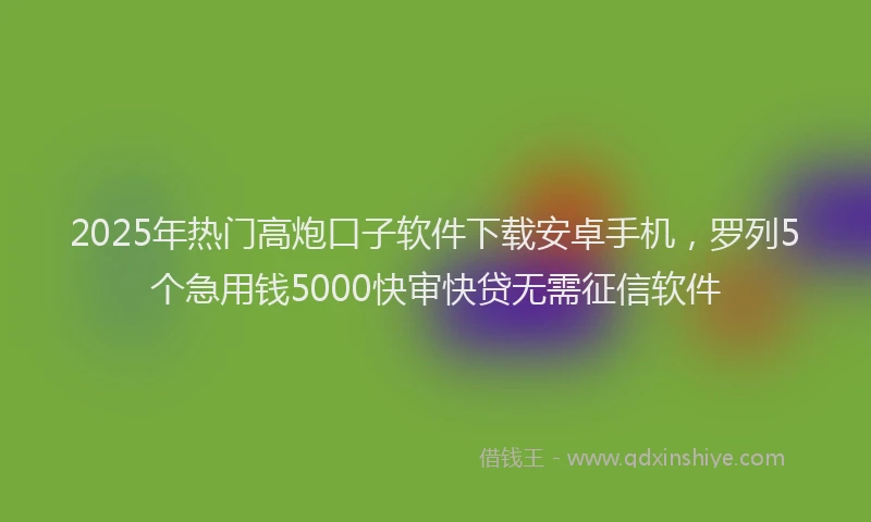 2025年热门高炮口子软件下载安卓手机，罗列5个急用钱5000快审快贷无需征信软件