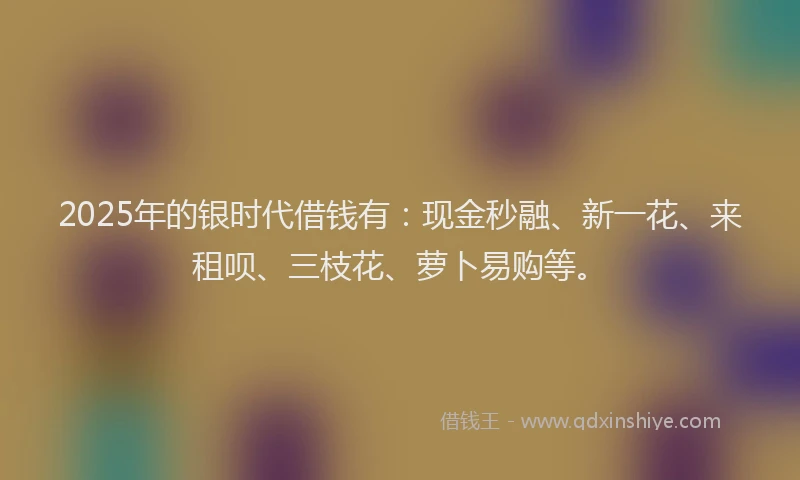 2025年的银时代借钱有：现金秒融、新一花、来租呗、三枝花、萝卜易购等。