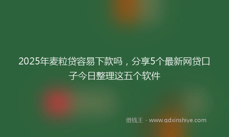 2025年麦粒贷容易下款吗，分享5个最新网贷口子今日整理这五个软件