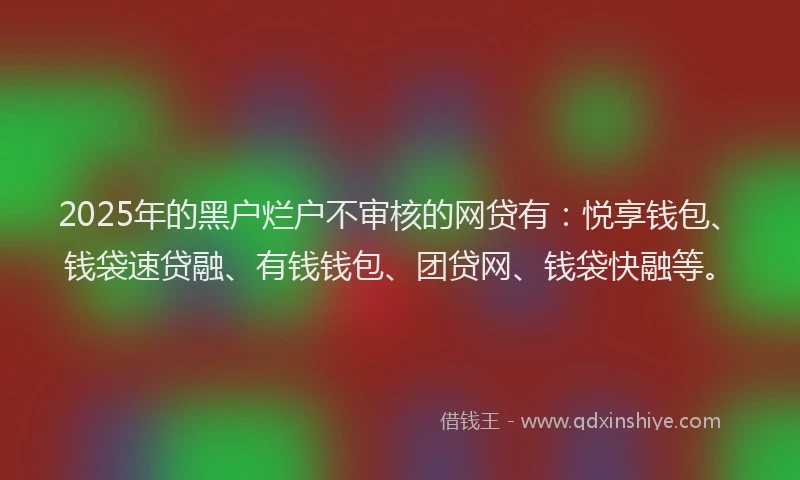 2025年的黑户烂户不审核的网贷有：悦享钱包、钱袋速贷融、有钱钱包、团贷网、钱袋快融等。