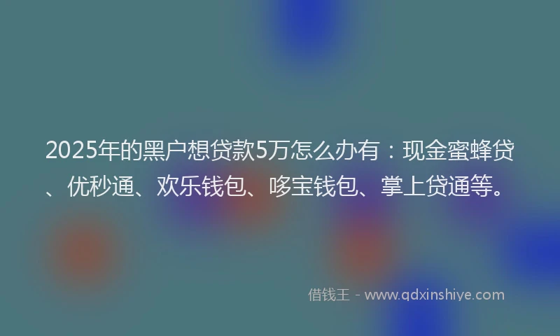 2025年的黑户想贷款5万怎么办有：现金蜜蜂贷、优秒通、欢乐钱包、哆宝钱包、掌上贷通等。
