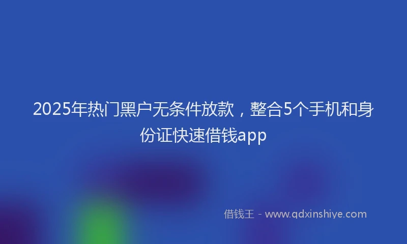 2025年热门黑户无条件放款，整合5个手机和身份证快速借钱app