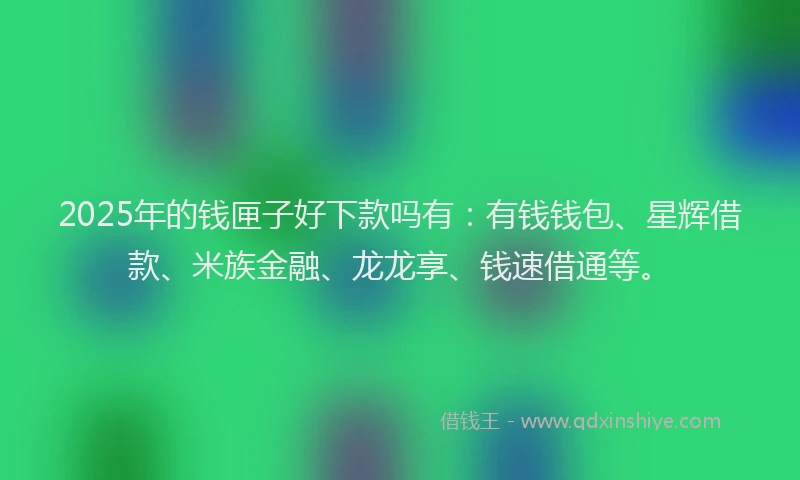 2025年的钱匣子好下款吗有：有钱钱包、星辉借款、米族金融、龙龙享、钱速借通等。