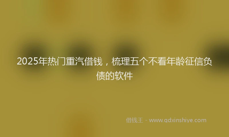 2025年热门重汽借钱，梳理五个不看年龄征信负债的软件