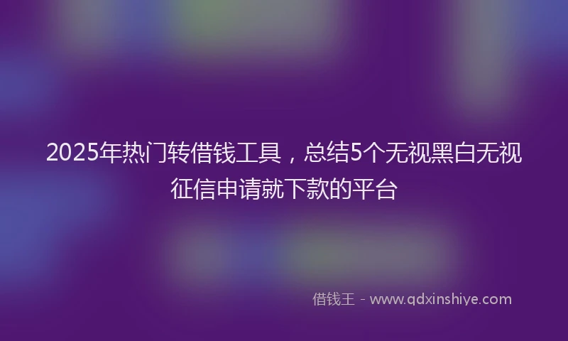 2025年热门转借钱工具，总结5个无视黑白无视征信申请就下款的平台