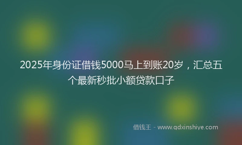 2025年身份证借钱5000马上到账20岁，汇总五个最新秒批小额贷款口子