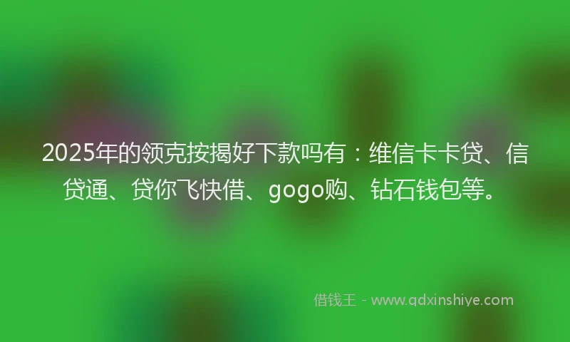 2025年的领克按揭好下款吗有：维信卡卡贷、信贷通、贷你飞快借、gogo购、钻石钱包等。