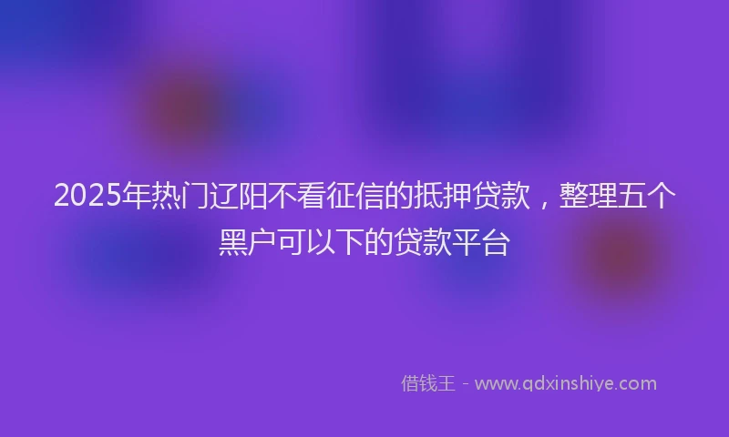 2025年热门辽阳不看征信的抵押贷款，整理五个黑户可以下的贷款平台
