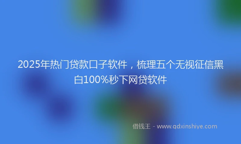 2025年热门贷款口子软件，梳理五个无视征信黑白100%秒下网贷软件