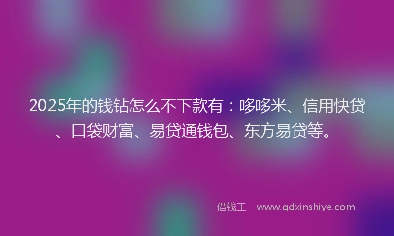 2025年的钱钻怎么不下款有：哆哆米、信用快贷、口袋财富、易贷通钱包、东方易贷等。