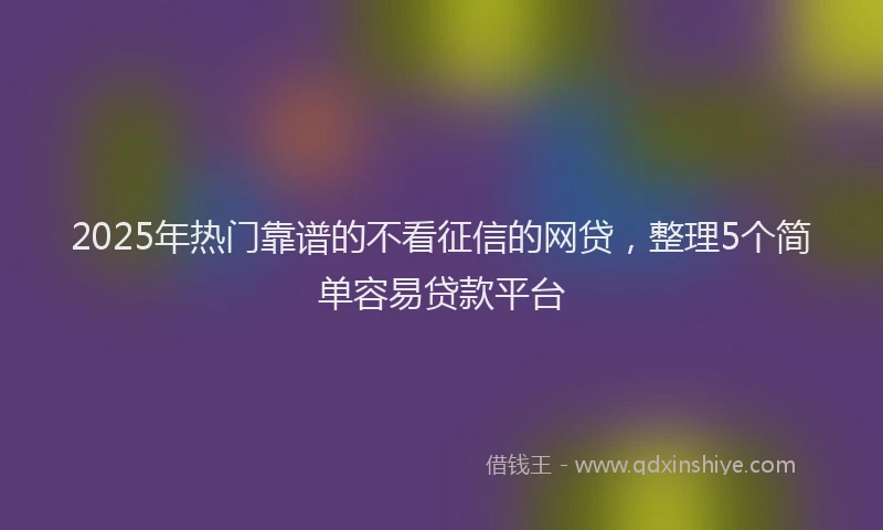 2025年热门靠谱的不看征信的网贷，整理5个简单容易贷款平台