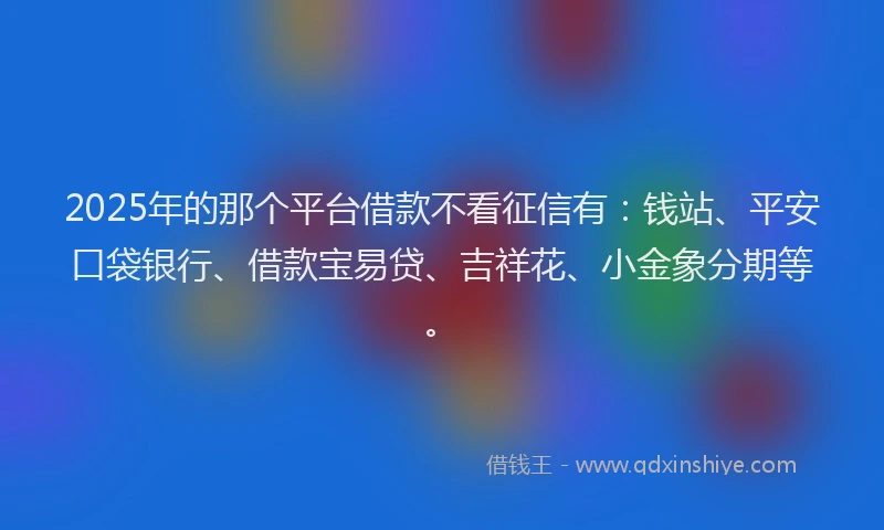 2025年的那个平台借款不看征信有：钱站、平安口袋银行、借款宝易贷、吉祥花、小金象分期等。