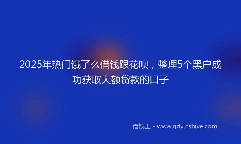 2025年热门饿了么借钱跟花呗，整理5个黑户成功获取大额贷款的口子
