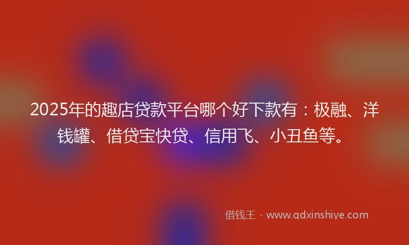 2025年的趣店贷款平台哪个好下款有：极融、洋钱罐、借贷宝快贷、信用飞、小丑鱼等。