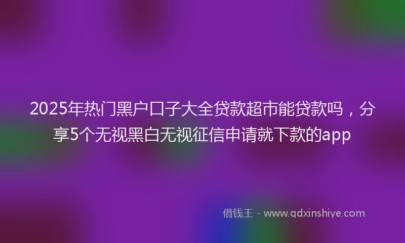 2025年热门黑户口子大全贷款超市能贷款吗，分享5个无视黑白无视征信申请就下款的app