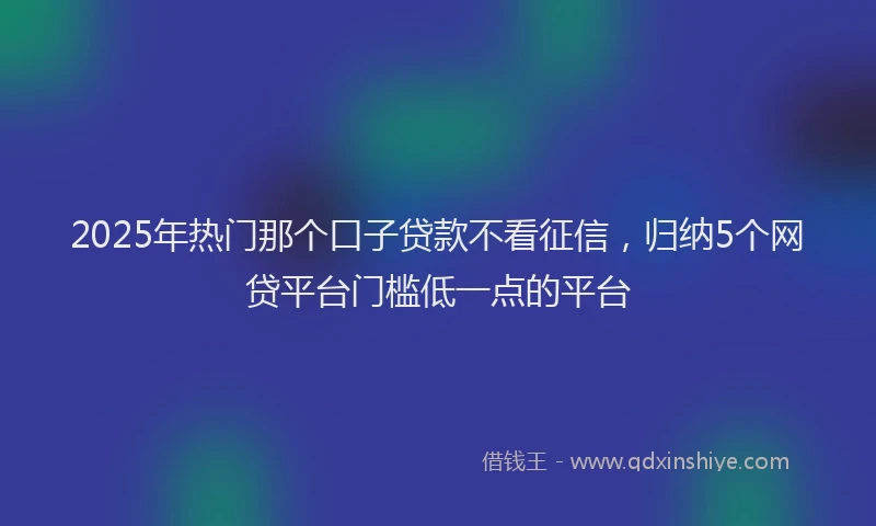 2025年热门那个口子贷款不看征信，归纳5个网贷平台门槛低一点的平台