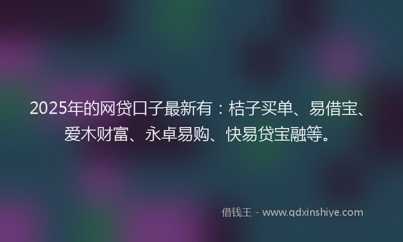 2025年的网贷口子最新有：桔子买单、易借宝、爱木财富、永卓易购、快易贷宝融等。
