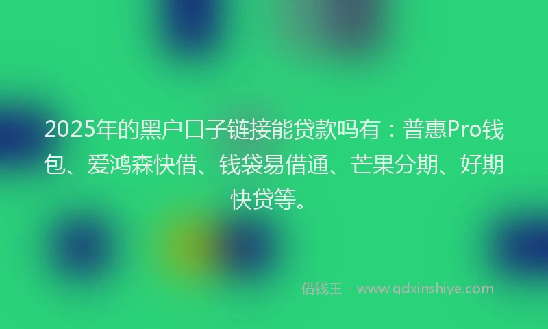 2025年的黑户口子链接能贷款吗有：普惠Pro钱包、爱鸿森快借、钱袋易借通、芒果分期、好期快贷等。
