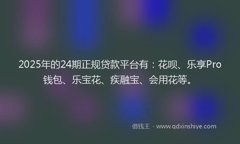 2025年的24期正规贷款平台有：花呗、乐享Pro钱包、乐宝花、疾融宝、会用花等。