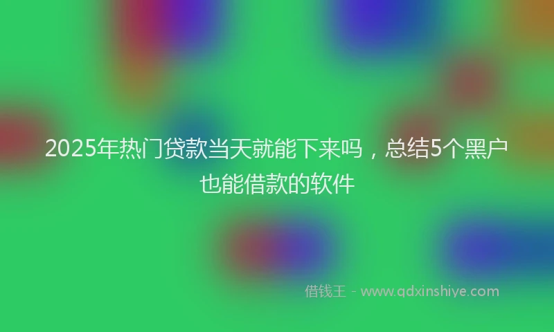 2025年热门贷款当天就能下来吗，总结5个黑户也能借款的软件