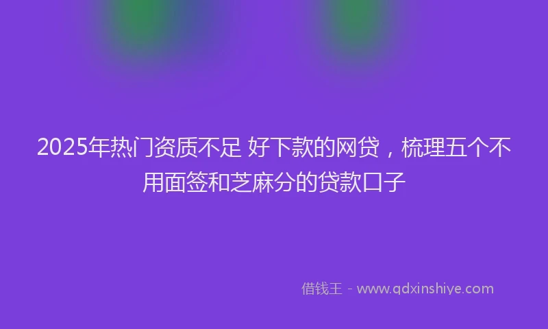 2025年热门资质不足 好下款的网贷，梳理五个不用面签和芝麻分的贷款口子