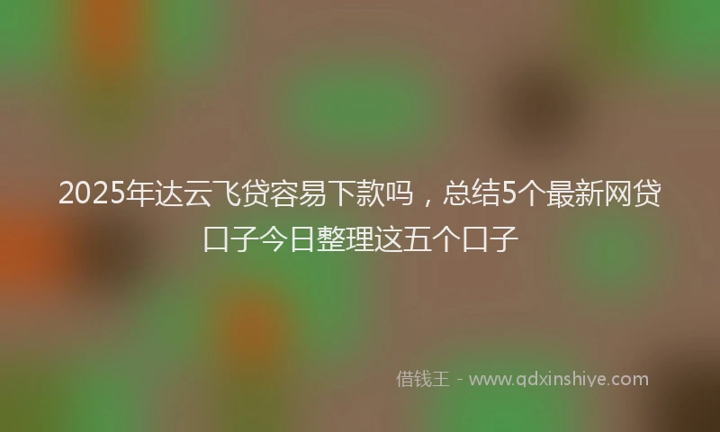 2025年达云飞贷容易下款吗，总结5个最新网贷口子今日整理这五个口子